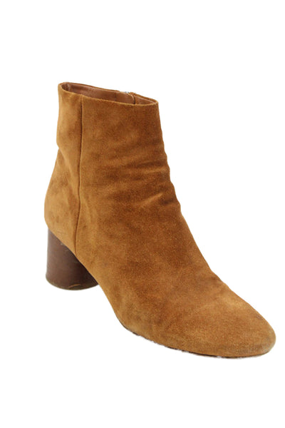 Vince Womens Side Zip Block Heel Round Toe Booties Brown Suede Size 10M