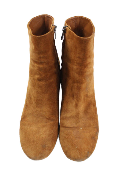 Vince Womens Side Zip Block Heel Round Toe Booties Brown Suede Size 10M
