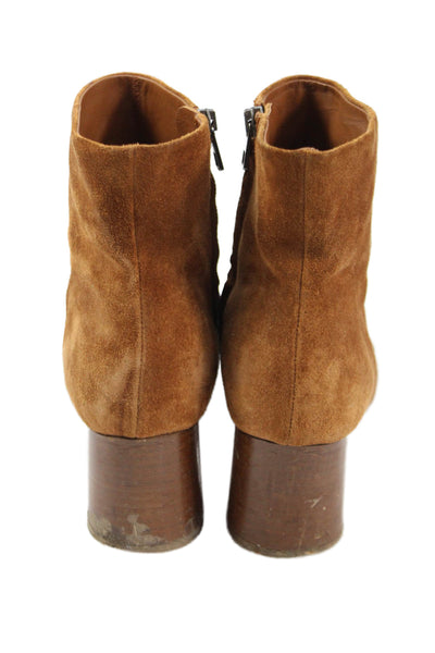 Vince Womens Side Zip Block Heel Round Toe Booties Brown Suede Size 10M