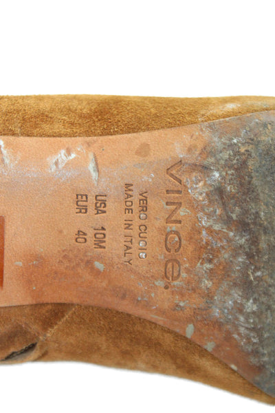 Vince Womens Side Zip Block Heel Round Toe Booties Brown Suede Size 10M