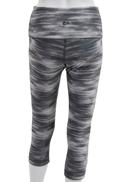 With Womens Capri Leggings Dark Gray Nylon Blend Army Size M