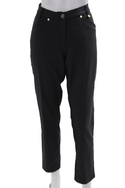 Golfino Unisex Cropped Ankle Pants Black Polyester Elastane Size 10