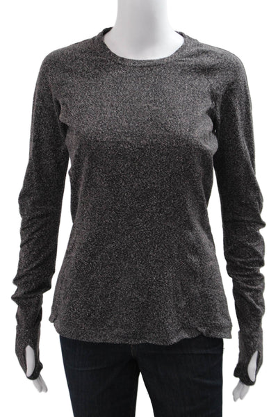 Lululemon Women Dark Gray Basic Long Sleeve T-Shirt Nylon Blend Size 10
