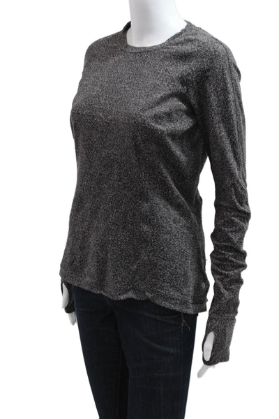 Lululemon Women Dark Gray Basic Long Sleeve T-Shirt Nylon Blend Size 10