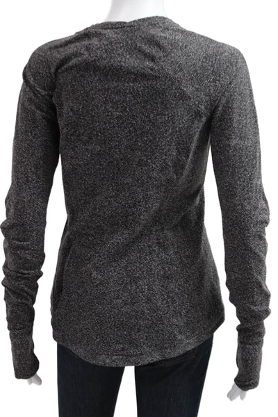 Lululemon Women Dark Gray Basic Long Sleeve T-Shirt Nylon Blend Size 10