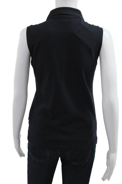 Golfino Womens Basic Polo Sleeveless Collared Black Cotton Blend Size 8