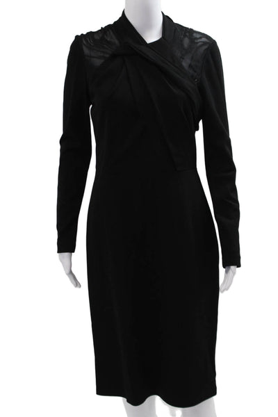 Jason Wu Women Sheath Dress Black Long Sleeve High Neck Zip Knee Length Size 10