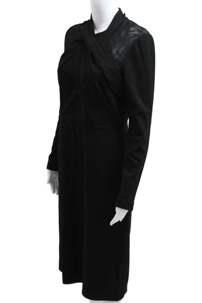 Jason Wu Women Sheath Dress Black Long Sleeve High Neck Zip Knee Length Size 10