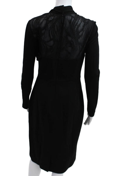 Jason Wu Women Sheath Dress Black Long Sleeve High Neck Zip Knee Length Size 10