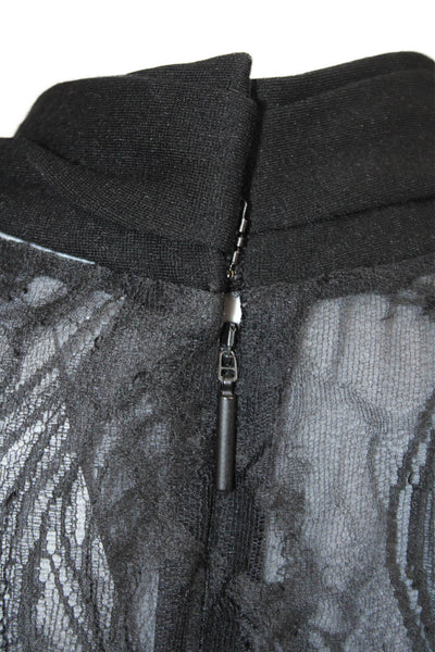 Jason Wu Women Sheath Dress Black Long Sleeve High Neck Zip Knee Length Size 10