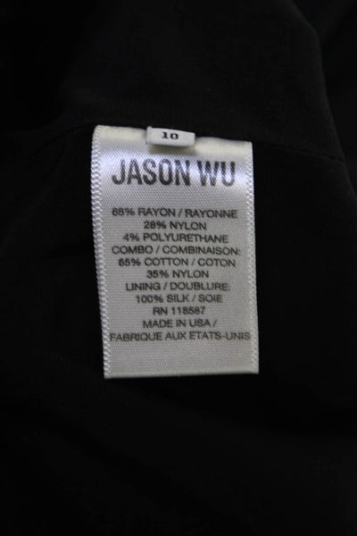 Jason Wu Women Sheath Dress Black Long Sleeve High Neck Zip Knee Length Size 10
