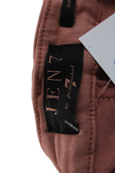 7 For All Mankind Womens Pink Cropped Ankle Mid Rise Jeans Button Size 8