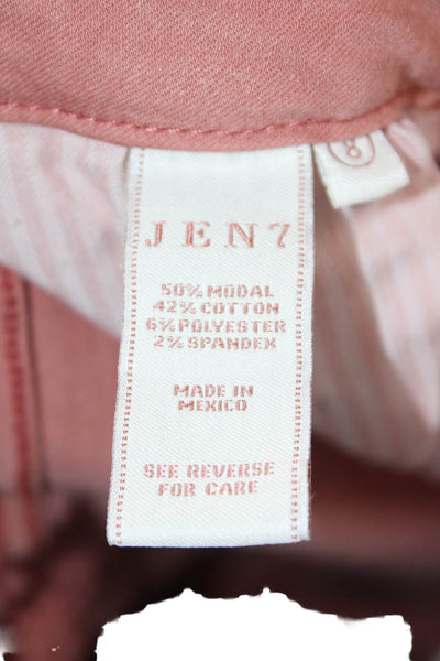 7 For All Mankind Womens Pink Cropped Ankle Mid Rise Jeans Button Size 8