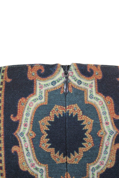 Etro Women Sheath Paisley Viscose V-Neck 3/4 Sleeve Knee Length Black Size 44