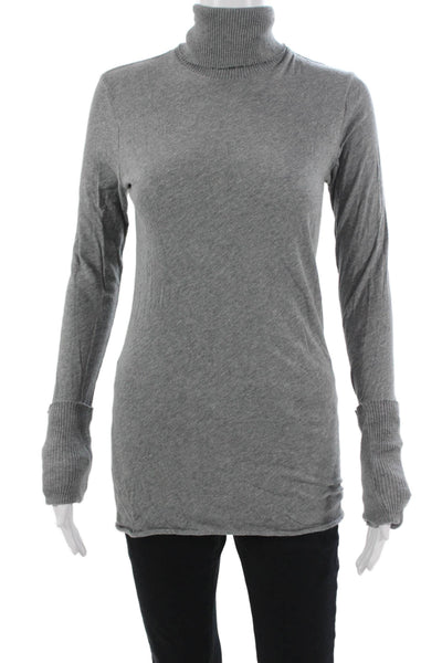 Enza Costa For Intermix Unisex Pullover Turtleneck Gray Cashmere Cotton Size M