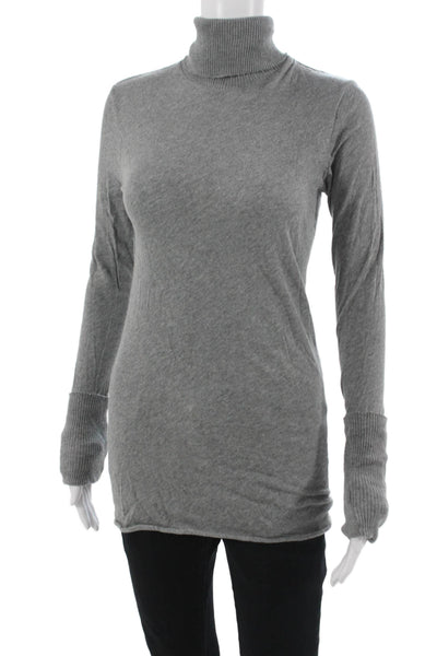 Enza Costa For Intermix Unisex Pullover Turtleneck Gray Cashmere Cotton Size M