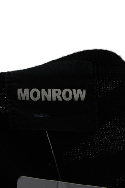Monrow Womens Basic Cotton Crew Neck Long Sleeve Sweatshirt Black Size L