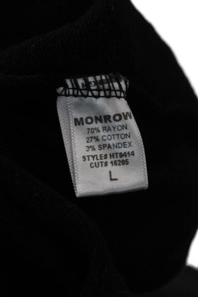 Monrow Womens Basic Cotton Crew Neck Long Sleeve Sweatshirt Black Size L
