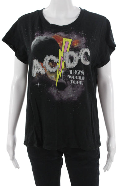 Chaser Womens Black Graphic Crewneck Cotton Jersey Short Sleeve Size S