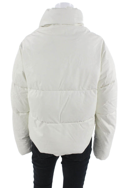 Apparis Womens White Puffer Jacket High Neck Long Sleeve Wool Blend Size S