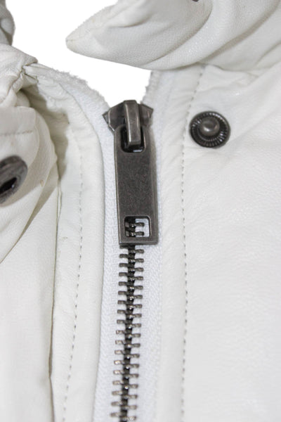 Apparis Womens White Puffer Jacket High Neck Long Sleeve Wool Blend Size S