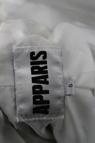 Apparis Womens White Puffer Jacket High Neck Long Sleeve Wool Blend Size S