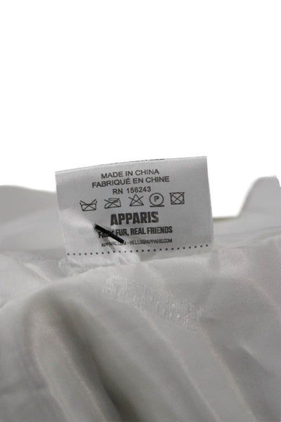 Apparis Womens White Puffer Jacket High Neck Long Sleeve Wool Blend Size S