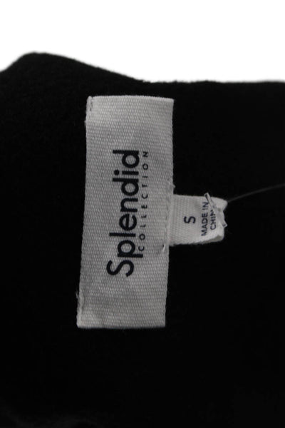 Splendid Womens Pea Coat Black Wool Blend Button Collared Long Sleeve Size S