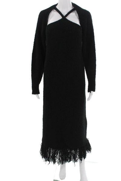 Something Navy Womens Maxi Sweater Dress Long Sleeve Black Size S
