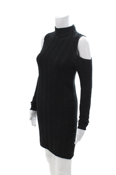 French Connection Women Bodycon Sweater Dress Black Long Sleeve Mockneck Size 6