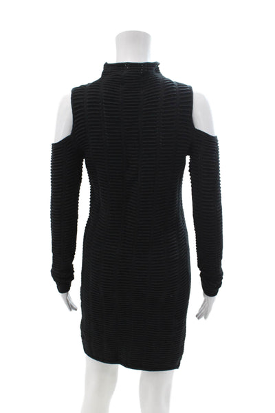 French Connection Women Bodycon Sweater Dress Black Long Sleeve Mockneck Size 6