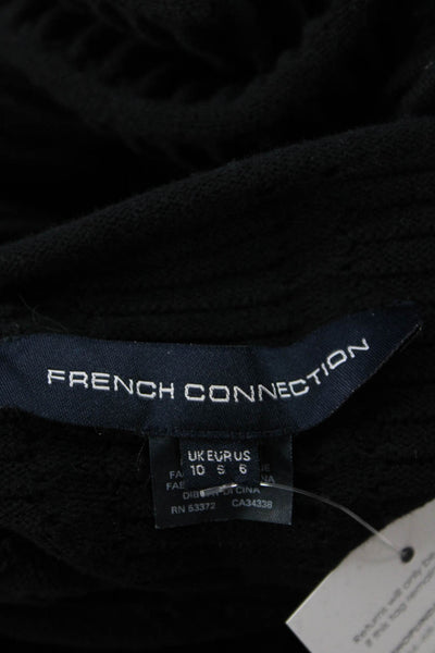 French Connection Women Bodycon Sweater Dress Black Long Sleeve Mockneck Size 6