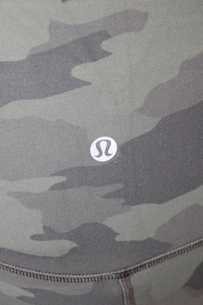 Lululemon Women Cropped Leggings Green Camo 80% Nylon 20% Lycra Size 4