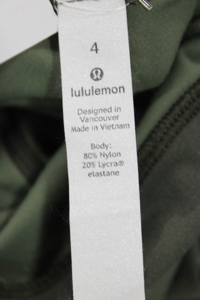 Lululemon Women Cropped Leggings Green Camo 80% Nylon 20% Lycra Size 4