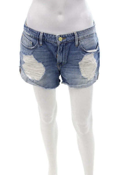 Frame Denim Unisex Blue Cotton Button Shorts Beach Size 27