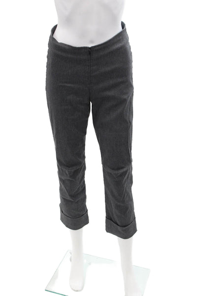 Porto Womens Cropped Capri Pants Dark Gray Striped Zip 75% Viscose Size 1