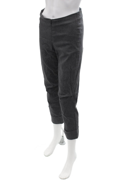 Porto Womens Cropped Capri Pants Dark Gray Striped Zip 75% Viscose Size 1