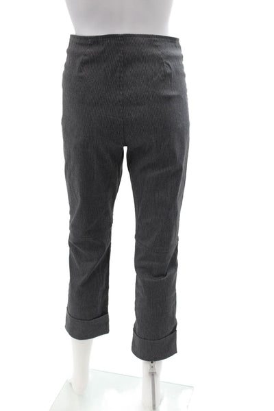 Porto Womens Cropped Capri Pants Dark Gray Striped Zip 75% Viscose Size 1