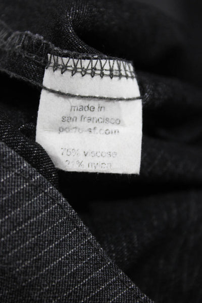 Porto Womens Cropped Capri Pants Dark Gray Striped Zip 75% Viscose Size 1