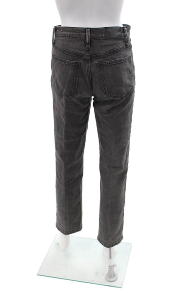 Madewell Unisex Ankle Cropped Straight High Waist Dark Gray Jeans Size 25