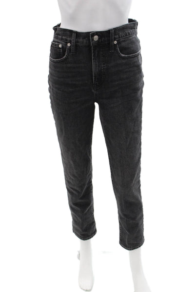 Madewell Women Ankle Cropped Mid Rise Dark Gray Jeans Size 25