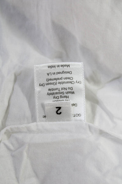 St. Roche Womens Button Up Organic Cotton White Long Sleeve Blouse Size 2