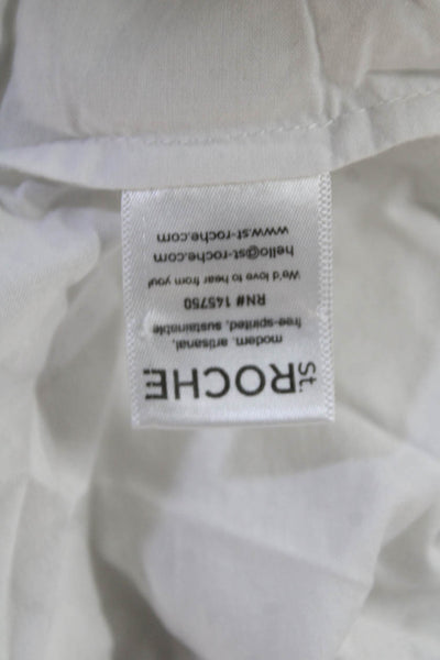 St. Roche Womens Button Up Organic Cotton White Long Sleeve Blouse Size 2