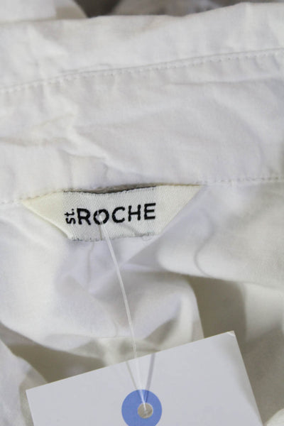 St. Roche Womens Button Up Organic Cotton White Long Sleeve Blouse Size 2