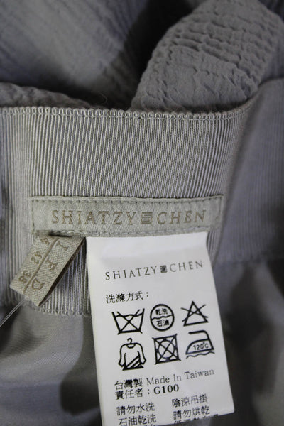 Shiatzy Chen Women A-Line Skirt Gray Cotton Short Size 44