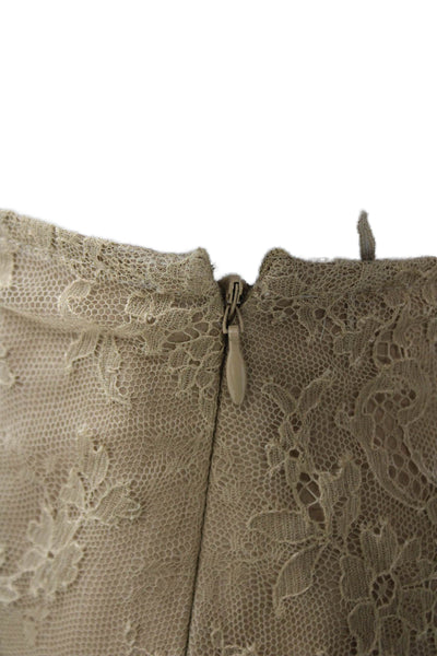 Valentino Roma Womens Straight Pencil Silk Floral Skirt Beige Size 42