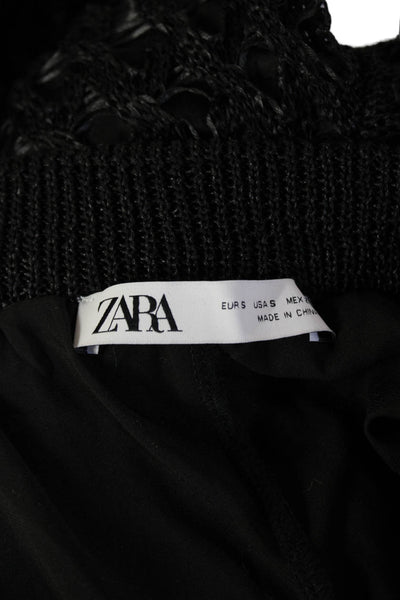 Zara Womens Black Cropped Pants Polyester Size S