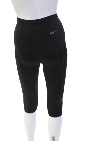 Nike Womens Capri Leggings Black Nylon Spandex Zip Size XS
