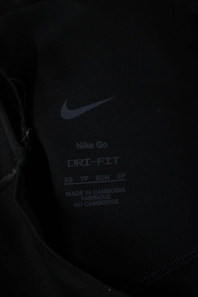 Nike Womens Capri Leggings Black Nylon Spandex Zip Size XS