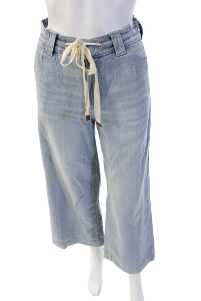 Joes Jeans Womens Cropped Paperbag Pants Light Blue Drawstring Size 24